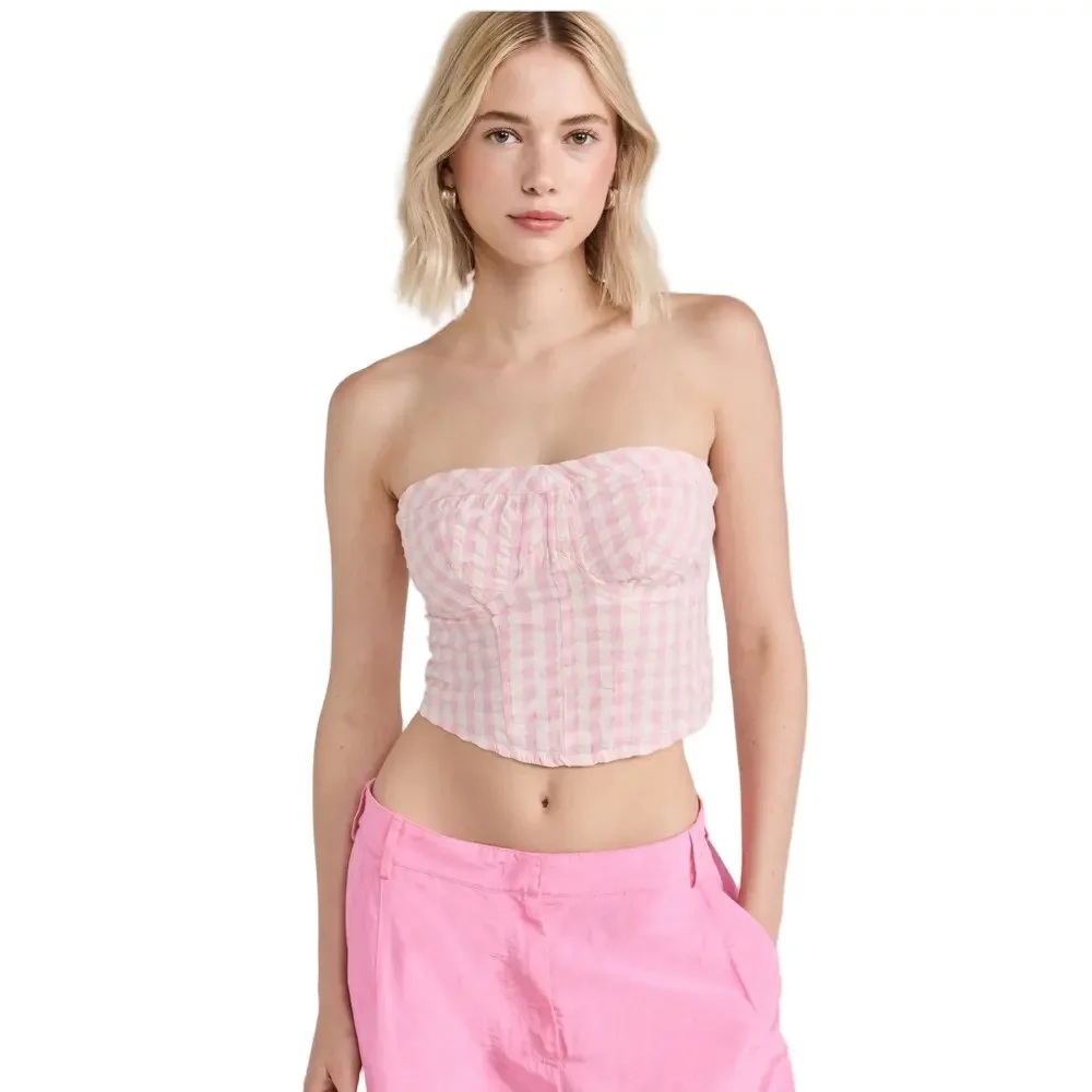 NWT Free People Leilani Pink Gingham Tube Top